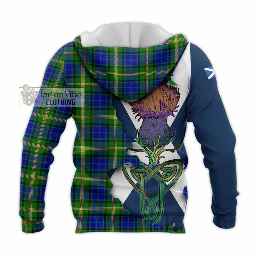 Tartan Vibes Clothing Maitland Tartan Family Crest Knitted Hoodie Scottish Thistle Celtic Inspired