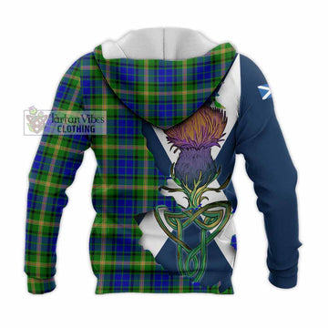 Maitland Tartan Family Crest Knitted Hoodie Scottish Thistle Celtic Inspired