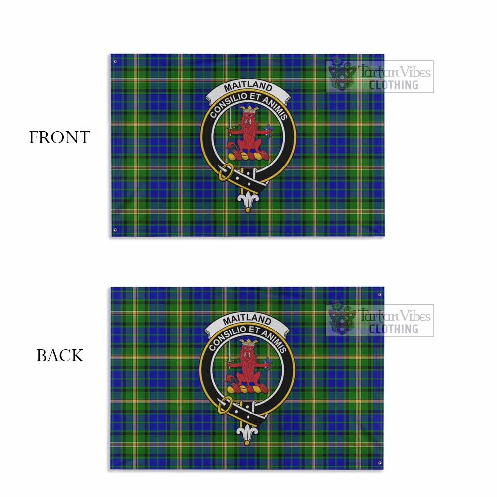 Tartan Vibes Clothing Maitland Tartan House Flag with Family Crest
