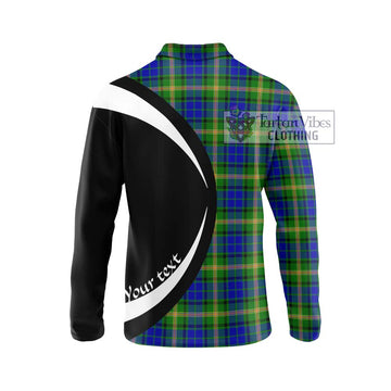 Maitland Tartan Long Sleeve Polo Shirt with Family Crest Circle Style - Tartan Vibes Clothing