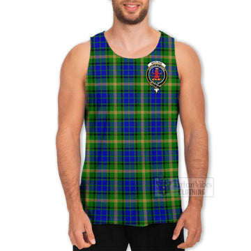Tartan Vibes Clothing Maitland Tartan Men's Tank Top with Family Crest and Bearded Skull Holding Bottles of Whiskey