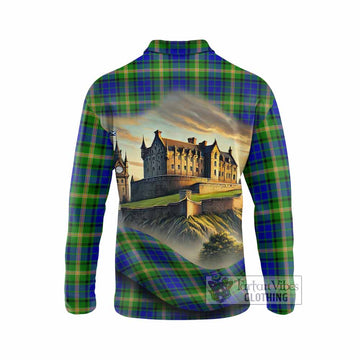 Tartan Vibes Clothing Maitland Tartan Family Crest Long Sleeve Polo Shirt with Scottish Ancient Castle Style