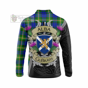 Tartan Vibes Clothing Maitland Tartan Family Crest Long Sleeve Polo Shirt Lion Rampant Royal Thistle Shield Celtic Inspired