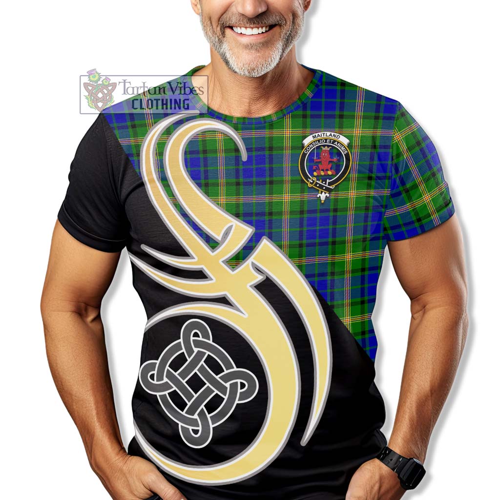 Maitland Tartan T-Shirt with Family Crest and Celtic Symbol Style - Tartan Vibes Clothing