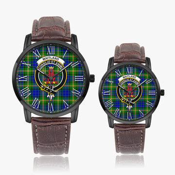 Maitland Tartan Family Crest Leather Strap Quartz Watch