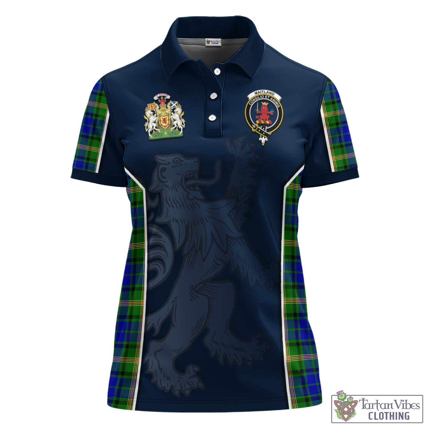 Tartan Vibes Clothing Maitland Tartan Women's Polo Shirt with Family Crest and Lion Rampant Vibes Sport Style