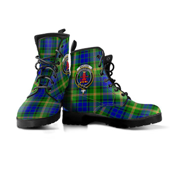 Maitland Tartan Leather Boots with Family Crest