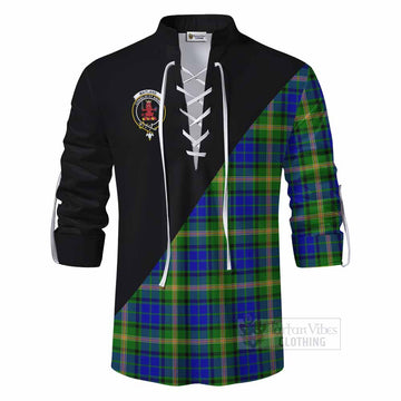 Tartan Vibes Clothing Maitland Tartan Ghillie Kilt Shirt with Family Crest and Military Logo Style