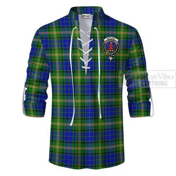 Tartan Vibes Clothing Maitland Tartan Ghillie Kilt Shirt with Family Crest Celtic Skull Style