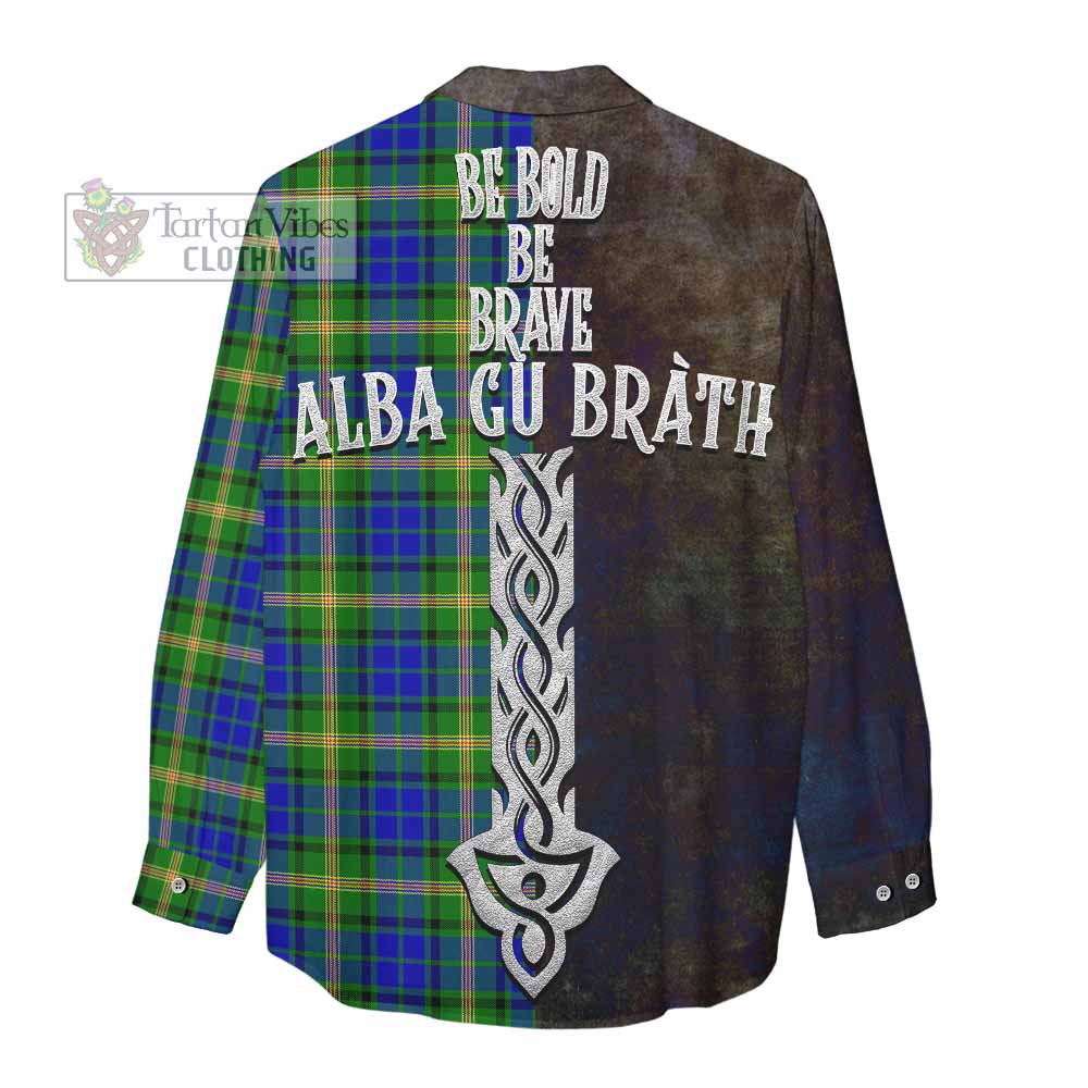 Tartan Vibes Clothing Maitland Tartan Family Crest Women's Casual Shirt Alba Gu Brath Be Brave Lion Ancient Style