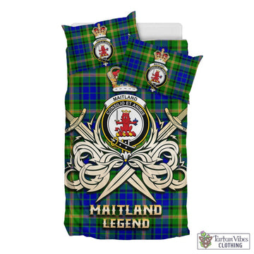 Maitland Tartan Bedding Set with Clan Crest and the Golden Sword of Courageous Legacy