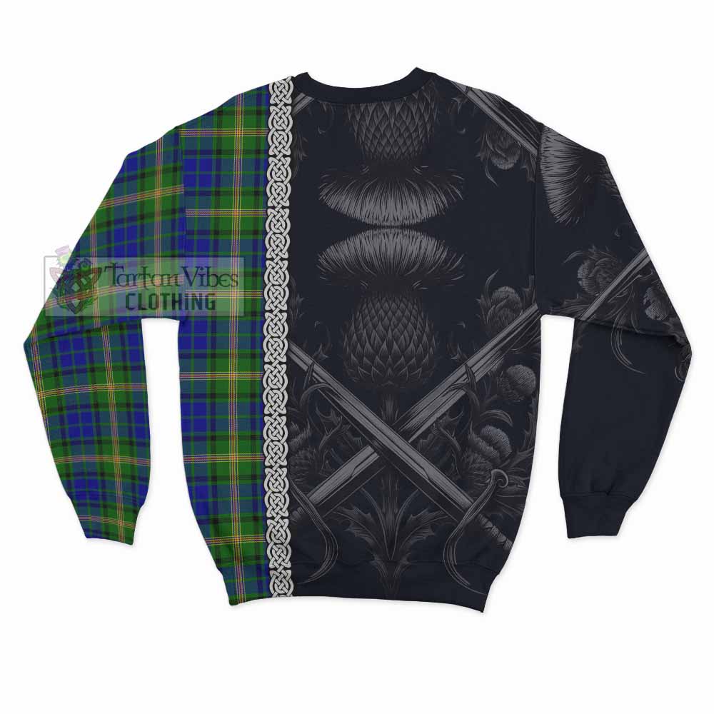 Tartan Vibes Clothing Maitland Tartan Sweatshirt with Family Crest Cross Sword Thistle Celtic Vibes