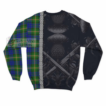 Tartan Vibes Clothing Maitland Tartan Sweatshirt with Family Crest Cross Sword Thistle Celtic Vibes