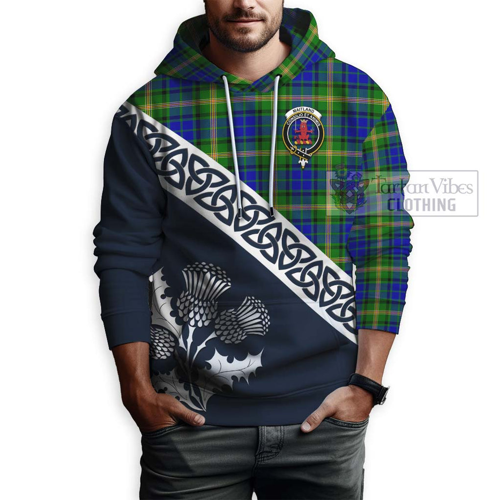Tartan Vibes Clothing Maitland Tartan Hoodie Featuring Thistle and Scotland Map