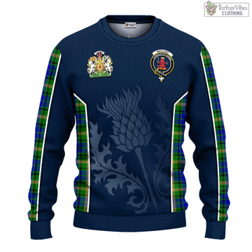 Maitland Tartan Knitted Sweatshirt with Family Crest and Scottish Thistle Vibes Sport Style