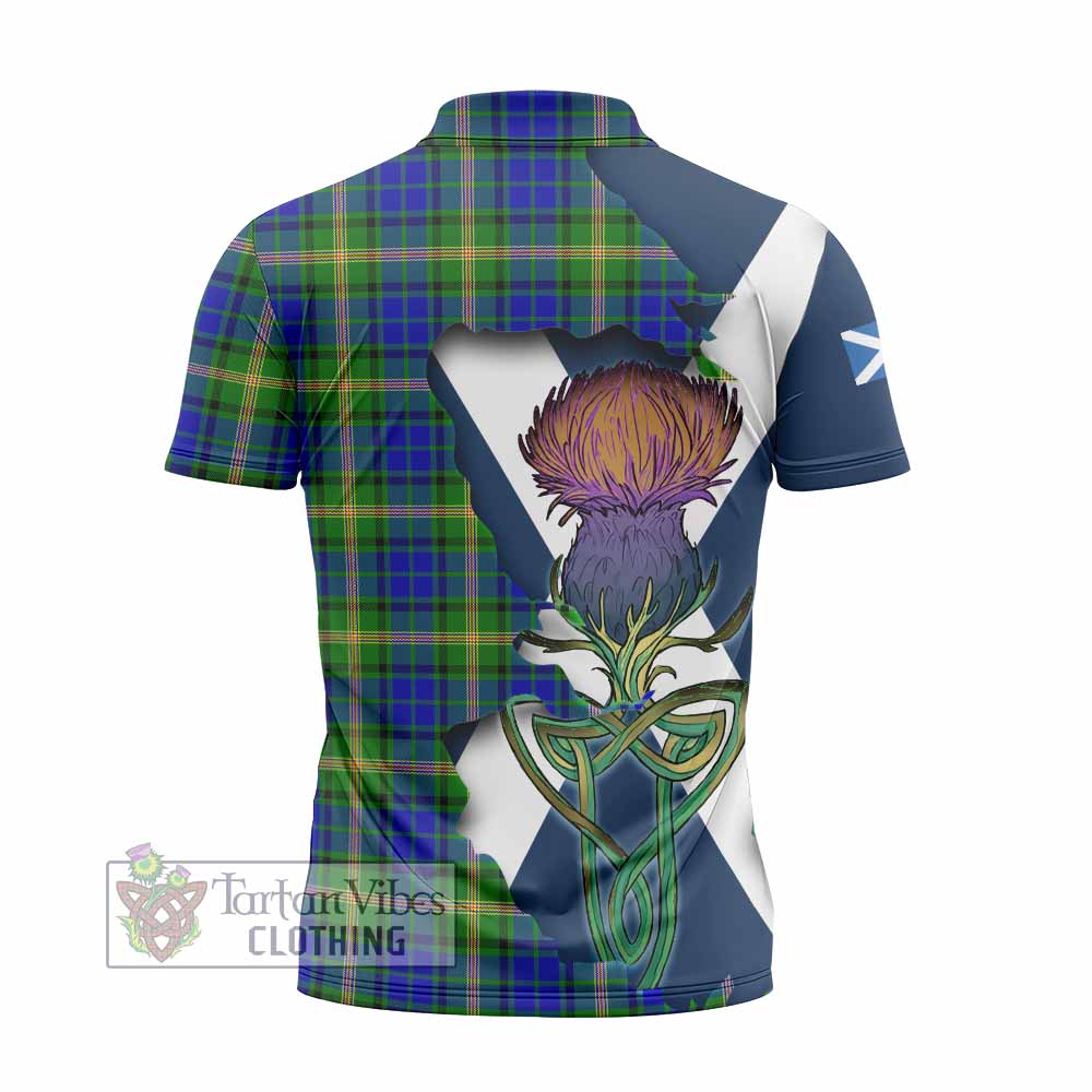 Tartan Vibes Clothing Maitland Tartan Family Crest Zipper Polo Shirt Scottish Thistle Celtic Inspired