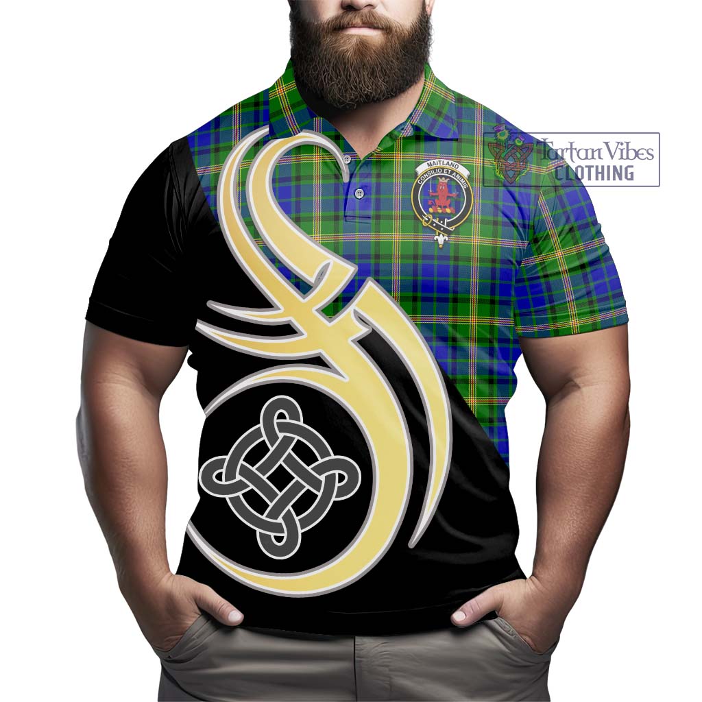 Maitland Tartan Polo Shirt with Family Crest and Celtic Symbol Style - Tartan Vibes Clothing