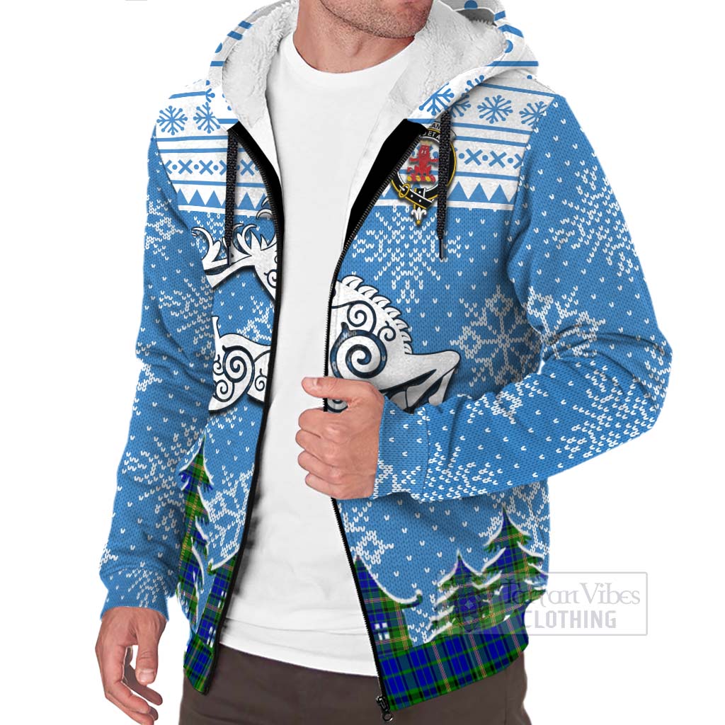 Tartan Vibes Clothing Maitland Clan Christmas Sherpa Hoodie Celtic Reindeer Style