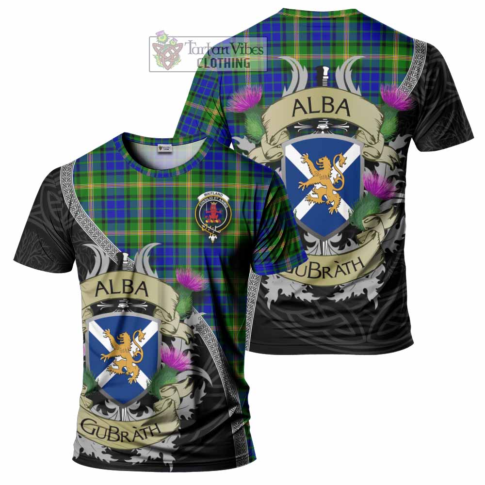 Tartan Vibes Clothing Maitland Tartan Family Crest T-Shirt Lion Rampant Royal Thistle Shield Celtic Inspired