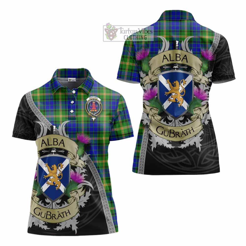 Tartan Vibes Clothing Maitland Tartan Family Crest Women's Polo Shirt Lion Rampant Royal Thistle Shield Celtic Inspired