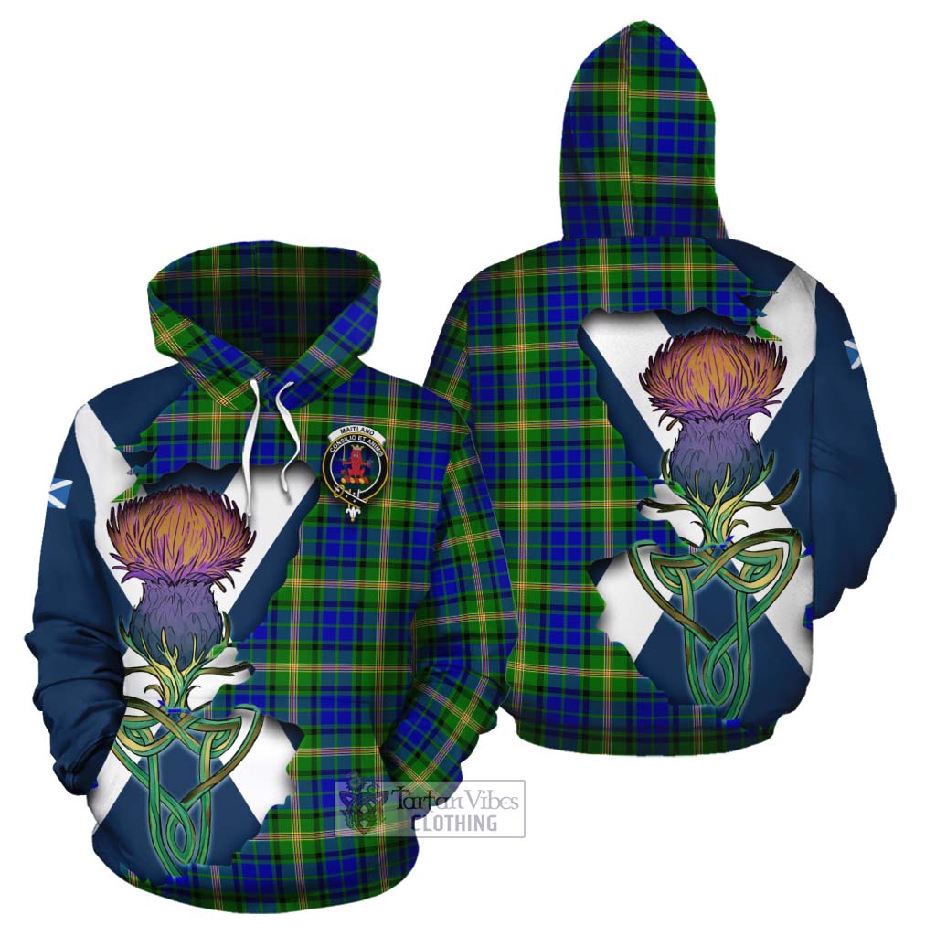 Tartan Vibes Clothing Maitland Tartan Family Crest Cotton Hoodie Scottish Thistle Celtic Inspired