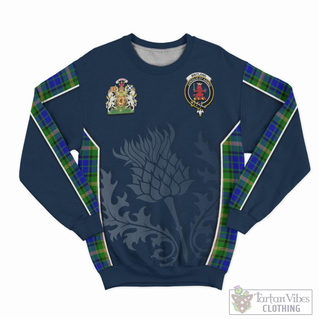 Tartan Vibes Clothing Maitland Tartan Sweatshirt with Family Crest and Scottish Thistle Vibes Sport Style