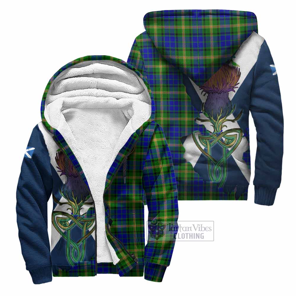 Tartan Vibes Clothing Maitland Tartan Family Crest Sherpa Hoodie Scottish Thistle Celtic Inspired