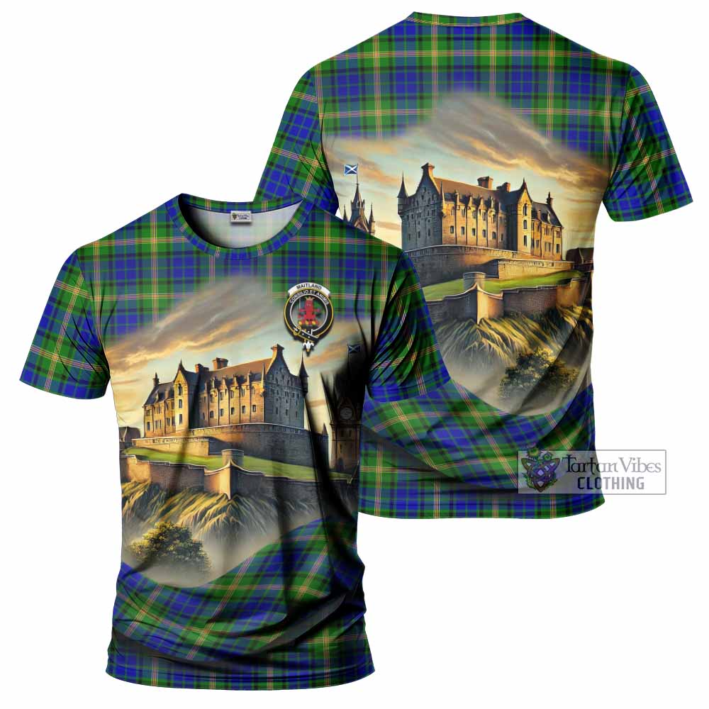 Tartan Vibes Clothing Maitland Tartan Family Crest T-Shirt with Scottish Ancient Castle Stype