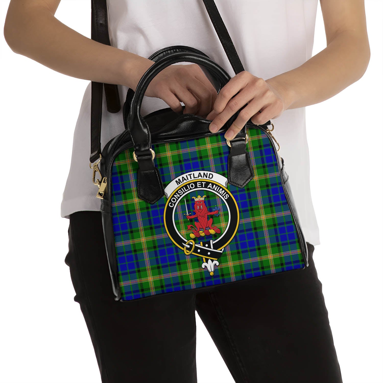 Maitland Tartan Shoulder Handbags with Family Crest - Tartanvibesclothing