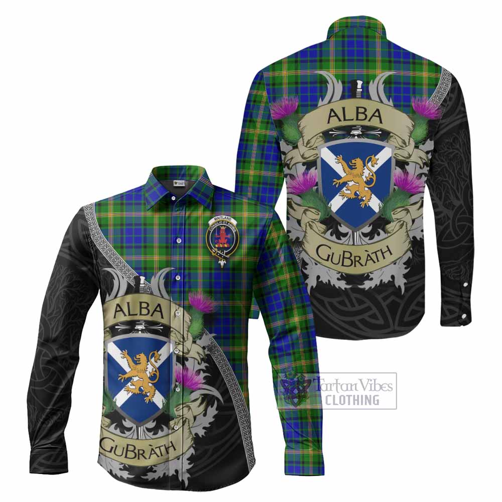 Tartan Vibes Clothing Maitland Tartan Family Crest Long Sleeve Button Shirt Lion Rampant Royal Thistle Shield Celtic Inspired