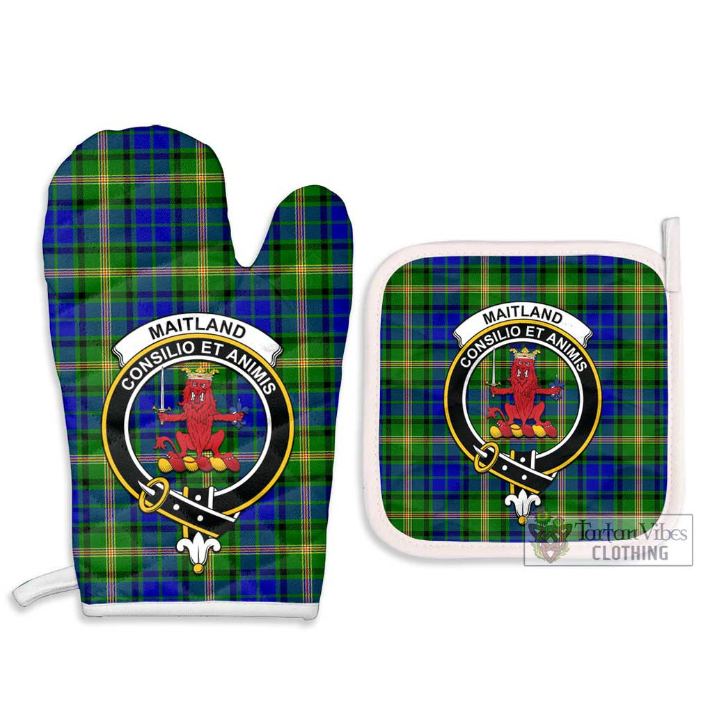 Maitland Tartan Combo Oven Mitt & Pot-Holder with Family Crest Combo 1 Oven Mitt & 2 Pot-Holder White - Tartan Vibes Clothing
