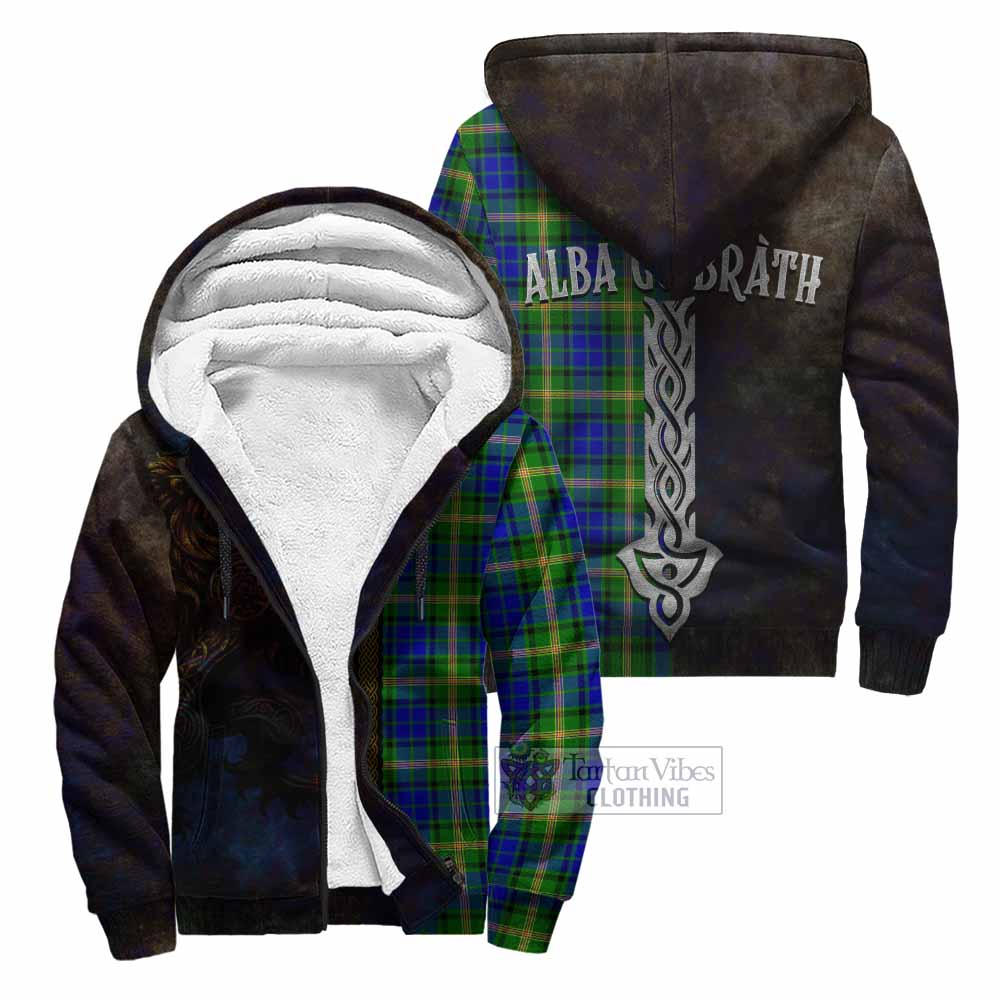 Tartan Vibes Clothing Maitland Tartan Family Crest Sherpa Hoodie Alba Gu Brath Be Brave Lion Ancient Style