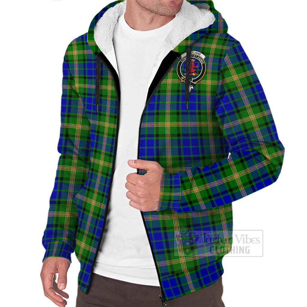 Tartan Vibes Clothing Maitland Tartan Sherpa Hoodie with Family Crest Celtic Skull Style
