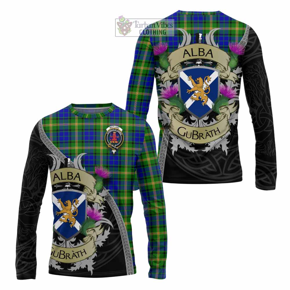 Tartan Vibes Clothing Maitland Tartan Family Crest Long Sleeve T-Shirt Lion Rampant Royal Thistle Shield Celtic Inspired