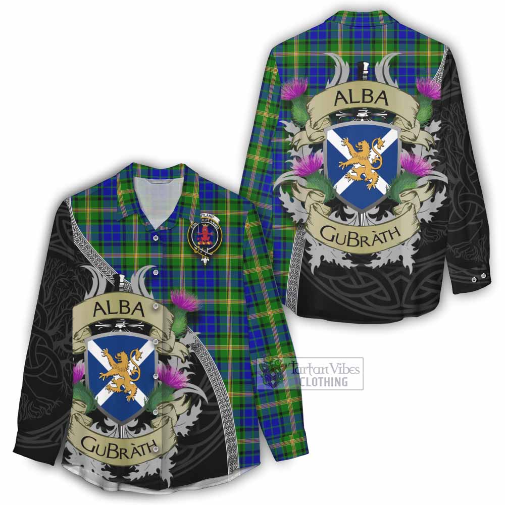 Tartan Vibes Clothing Maitland Tartan Family Crest Women's Casual Shirt Lion Rampant Royal Thistle Shield Celtic Inspired