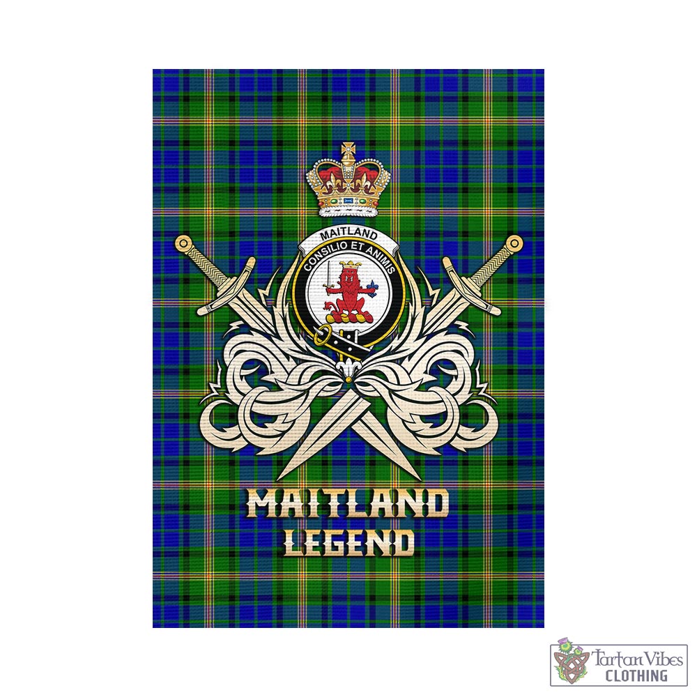 Tartan Vibes Clothing Maitland Tartan Flag with Clan Crest and the Golden Sword of Courageous Legacy