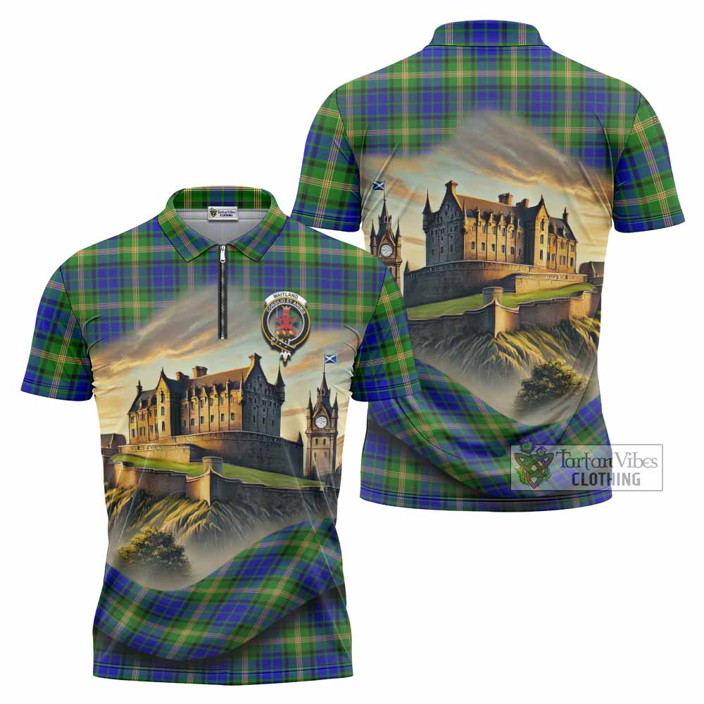 Maitland Tartan Family Crest Zipper Polo Shirt with Scottish Ancient Castle Style - Tartan Vibes Clothing