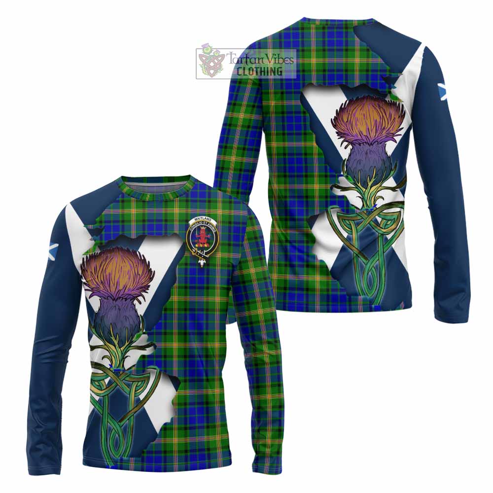 Tartan Vibes Clothing Maitland Tartan Family Crest Long Sleeve T-Shirt Scottish Thistle Celtic Inspired