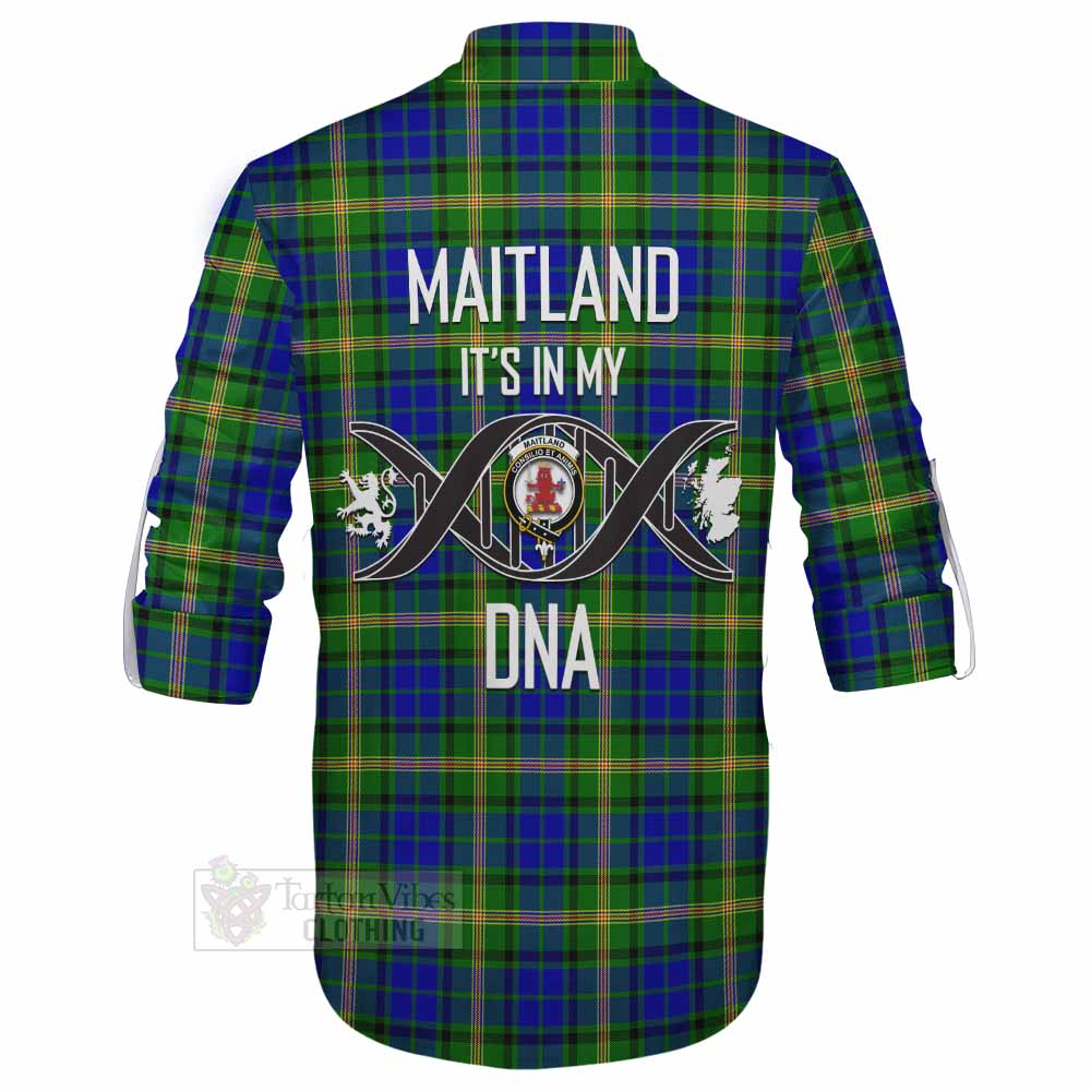 Tartan Vibes Clothing Maitland Tartan Ghillie Kilt Shirt with Family Crest DNA In Me Style