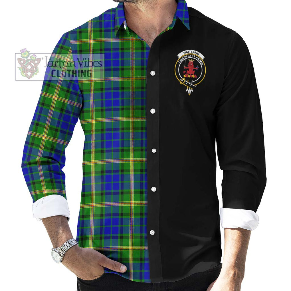 Maitland Tartan Long Sleeve Button Shirt with Family Crest and Half Of Me Style - Tartanvibesclothing Shop