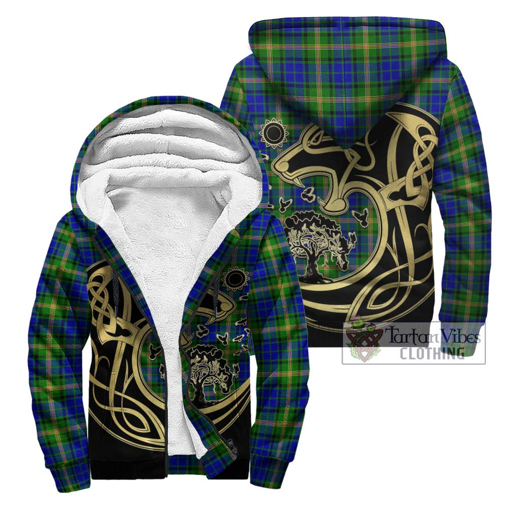 Maitland Tartan Sherpa Hoodie with Family Crest Celtic Wolf Style Unisex - Tartan Vibes Clothing