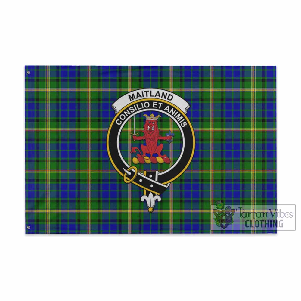 Tartan Vibes Clothing Maitland Tartan House Flag with Family Crest