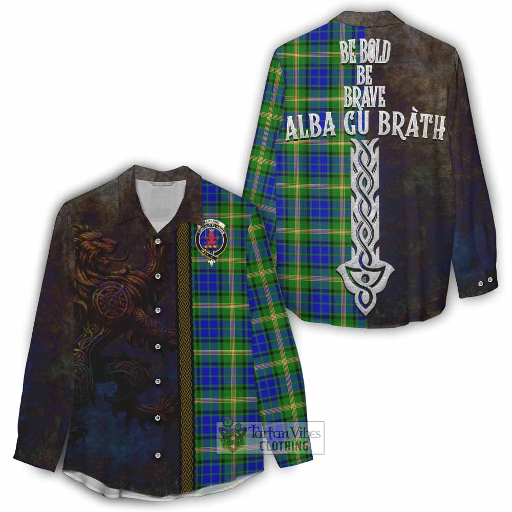 Tartan Vibes Clothing Maitland Tartan Family Crest Women's Casual Shirt Alba Gu Brath Be Brave Lion Ancient Style