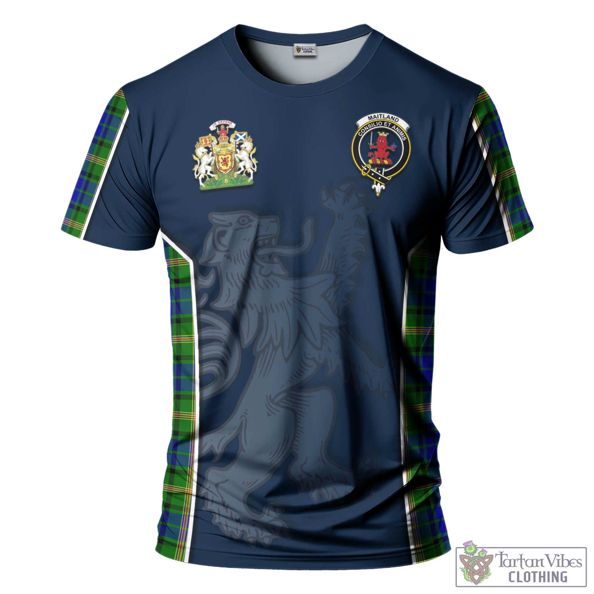 Tartan Vibes Clothing Maitland Tartan T-Shirt with Family Crest and Lion Rampant Vibes Sport Style