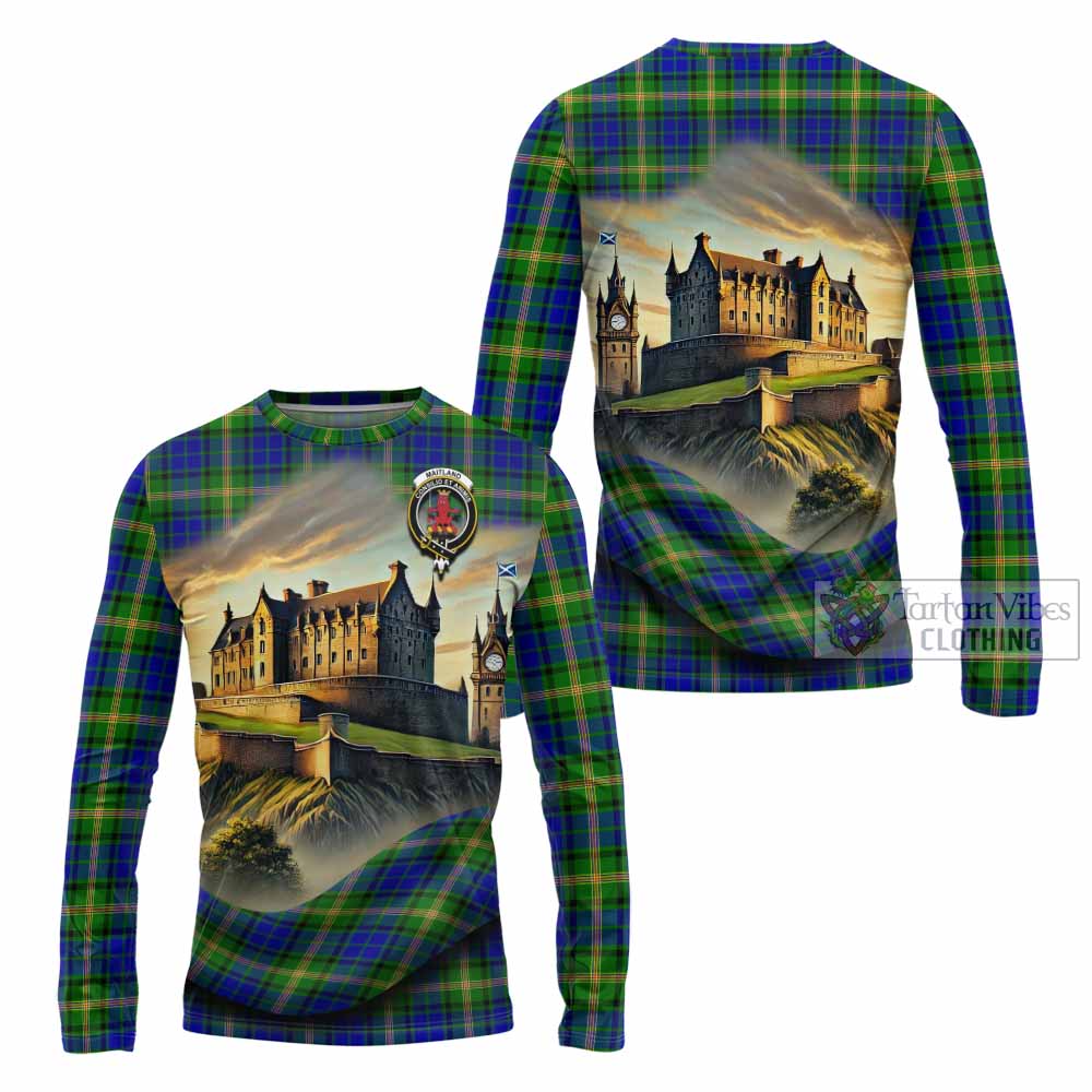Tartan Vibes Clothing Maitland Tartan Family Crest Long Sleeve T-Shirt with Scottish Ancient Castle Style