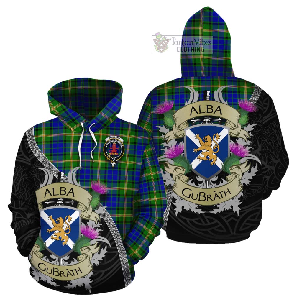 Tartan Vibes Clothing Maitland Tartan Family Crest Cotton Hoodie Lion Rampant Royal Thistle Shield Celtic Inspired
