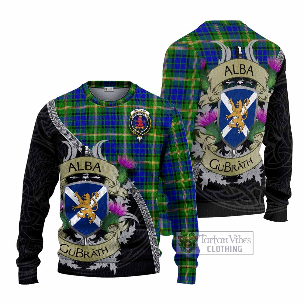 Tartan Vibes Clothing Maitland Tartan Family Crest Knitted Sweater Lion Rampant Royal Thistle Shield Celtic Inspired
