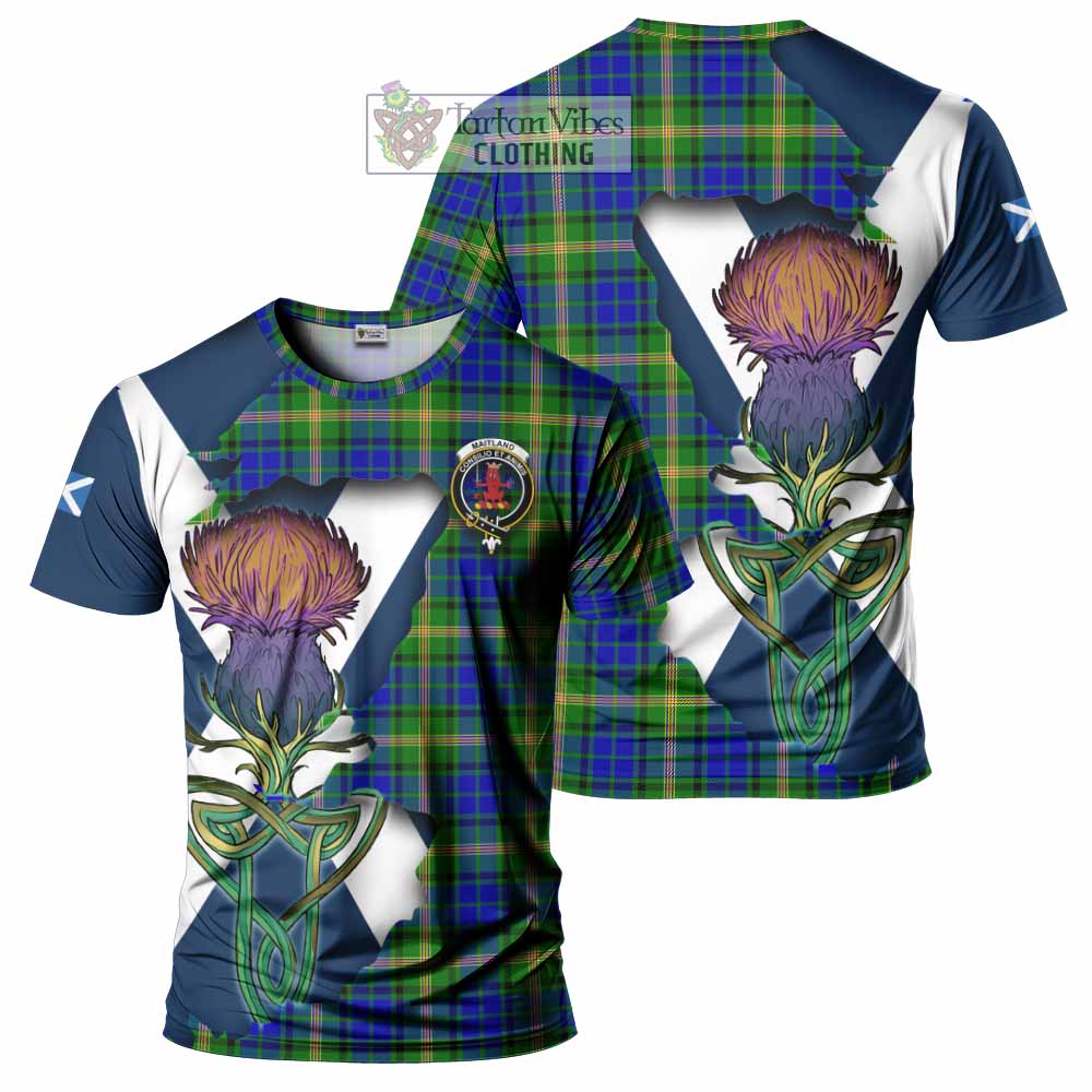 Tartan Vibes Clothing Maitland Tartan Family Crest T-Shirt Scottish Thistle Celtic Inspired