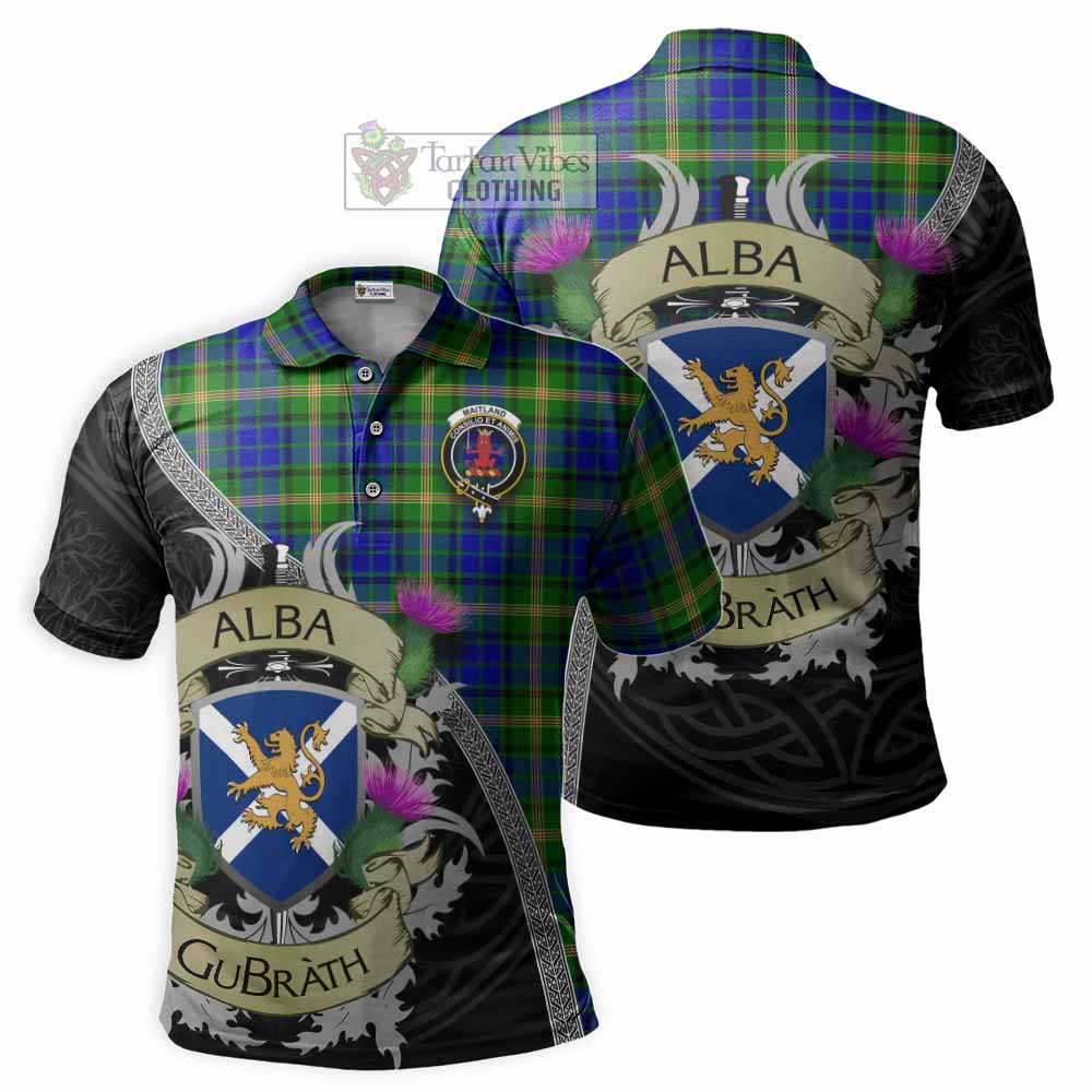 Tartan Vibes Clothing Maitland Tartan Family Crest Polo Shirt Lion Rampant Royal Thistle Shield Celtic Inspired