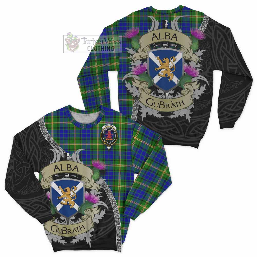 Tartan Vibes Clothing Maitland Tartan Family Crest Sweatshirt Lion Rampant Royal Thistle Shield Celtic Inspired